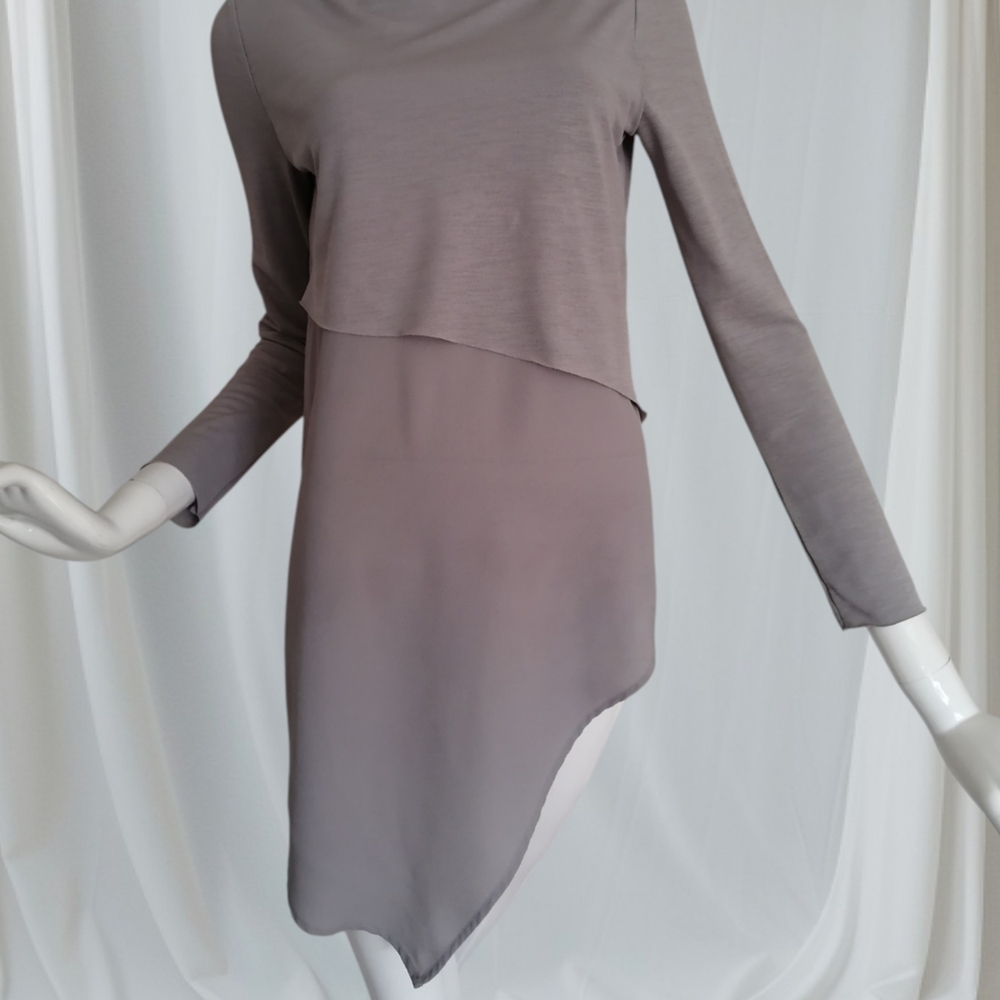 Zara Asymmetrical Dress in Soft Gray - Picture 2 of 5